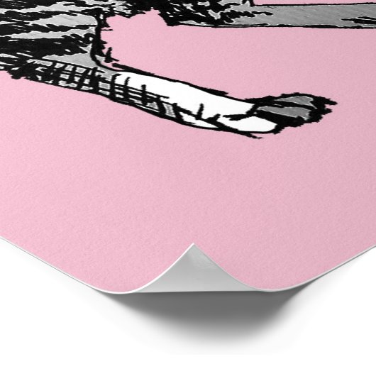 Niedlich rosa Streifen Tablette Katze Plakat Kunst (Ecke)