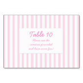 Niedlich rosa Streifen Tischnummer (Rückseite)