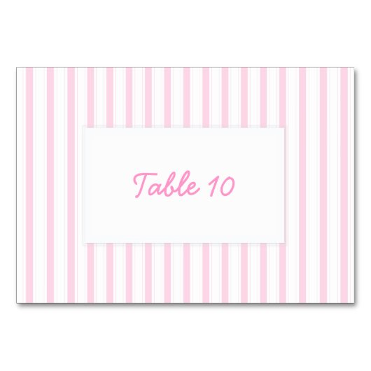 Niedlich rosa Streifen Tischnummer (Vorderseite)