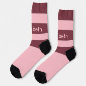 Niedlich rosa Streifenname Socken (Linkes Detail)