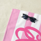 Niedlich Rosa Strickter Skriptname Personalisiert Strandtuch (Beispiel)