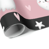 Niedlich rosa Strippengeister Herz und Knochen Kid Geschenkpapier (Rolleneckpunkt)