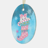 Niedlich rosa Strumpf Kitten mit Candy Cane Keramik Ornament (Links)