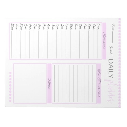 Niedlich rosa Tagesplaner Benutzerdefinierter Note Notizblock (Vorderseite)