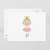 Niedlich, rosa, tanzend Ballerina Postkarte (Vorne/Hinten)