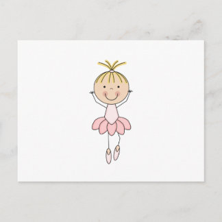 Niedlich, rosa, tanzend Ballerina Postkarte
