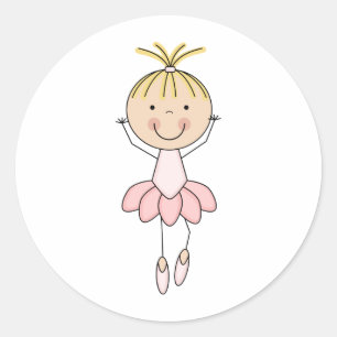 Niedlich, rosa, tanzend Ballerina Runder Aufkleber