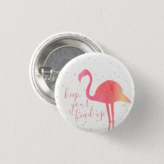 Niedlich rosa tropische Wasserfarbe Flamingo Behal Button (Vorne & Hinten)