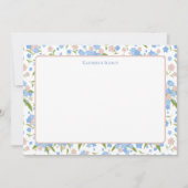 Niedlich rosa und blaue Blüten Personalisiert Stat Dankeskarte (Vorderseite)