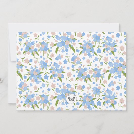 Niedlich rosa und blaue Blüten Personalisiert Stat Dankeskarte (Rückseite)