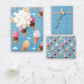 Niedlich rosa und blaue Eiscreme Geschenkpapier Set