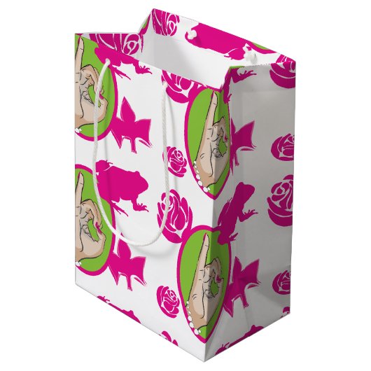 Niedlich rosa und grün mittlere geschenktüte (Rückseite Schrägansicht)