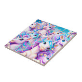 Niedlich rosa und Lila Einhörner und Regenbogen Fliese (Seite)