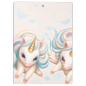Niedlich rosa und Lila Einhörner und Regenbogen Klemmbrett (Rückseite)