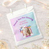 Niedlich rosa und lila Einhornmassage Foto Geburts Geschenktütchen (Ausgeschnitten)