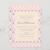 Niedlich rosa und Lila Groovy Retro Brautparty Einladung (Vorne/Hinten)