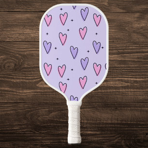 Niedlich rosa und Lila Herzen Pickleball Schläger