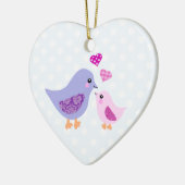 Niedlich rosa und lila Mutter- und Kindervögel Keramik Ornament (Links)