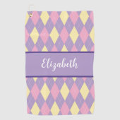 Niedlich rosa und lila Raute Golfhandtuch (Vorderseite)