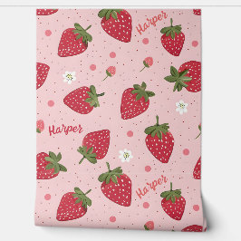 Niedlich Rosa und Rote Erdbeere Personalisierter M Tapete