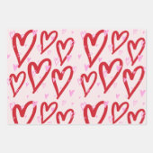 Niedlich Rosa und rote Herzen Geschenkpapier Set (Vorderseite 3)