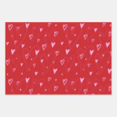 Niedlich Rosa und rote Herzen Geschenkpapier Set (Vorderseite 2)