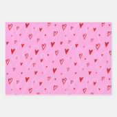 Niedlich Rosa und rote Herzen Geschenkpapier Set (Vorderseite)