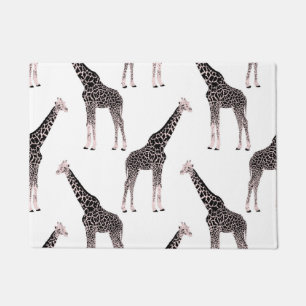 Niedlich rosa und schwarz Giraffe Weißes Design Fußmatte