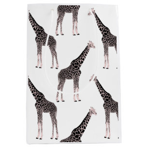 Niedlich rosa und schwarz Giraffe Weißes Design Mittlere Geschenktüte