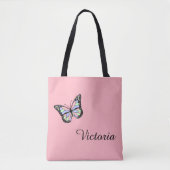 Niedlich rosa und schwarz-kurvenförmige Skriptbeze Tasche (Vorderseite)