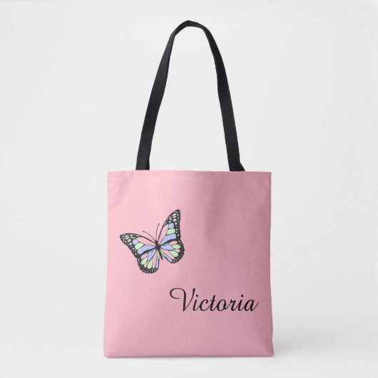 Niedlich rosa und schwarz-kurvenförmige Skriptbeze Tasche (Vorderseite)