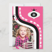 Niedlich rosa und schwarz Retro frohe Weihnachten (Vorderseite)