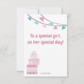 Niedlich rosa und türkisfarbenes Lama mit Geschenk (Rückseite)