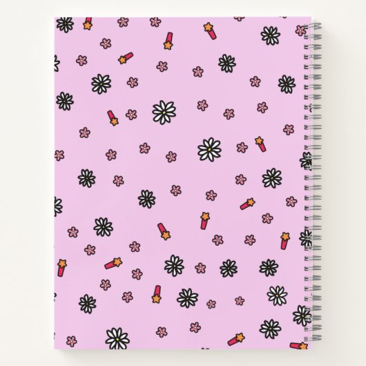 Niedlich rosa und weiße Blumen mit rosa Sternen Notizblock (Rückseite)