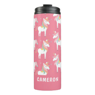 Niedlich rosa Unicorn Personalisiert Thermosbecher