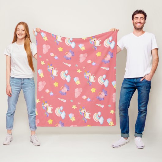 Niedlich rosa, unicorone Regenbogen Balloon Muster Fleecedecke (Beispiel)