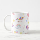 Niedlich rosa, unicorone Regenbogen Balloon Muster Kaffeetasse (Links)