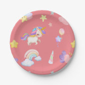 Niedlich rosa, unicorone Regenbogen Balloon Muster Pappteller (Vorderseite)