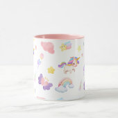 Niedlich rosa, unicorone Regenbogen Balloon Muster Tasse (Zentrum)