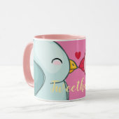 Niedlich rosa Valentinstag Love Birds Tasse (Vorderseite Links)