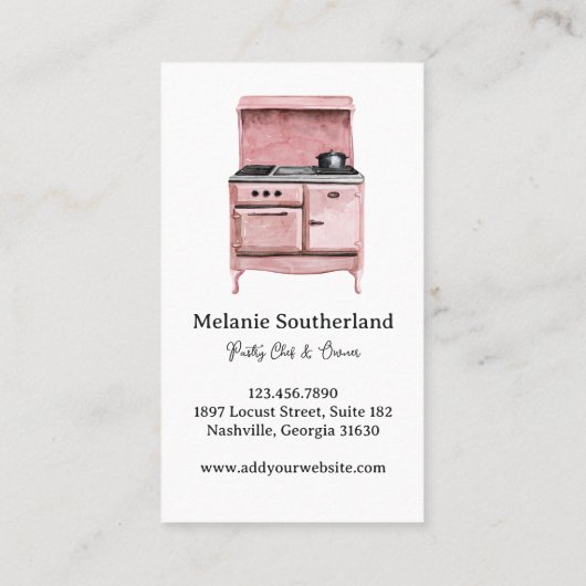 Niedlich-rosa-Vintag-Ofengebäck Visitenkarte (Rückseite)