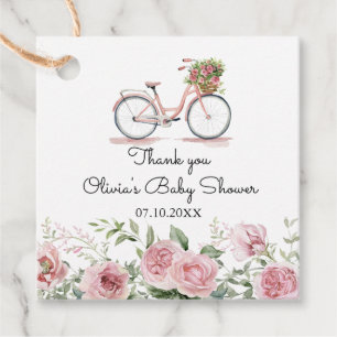 Niedlich rosa Vintage Bicycle Girl Kinderdusche Geschenkanhänger