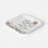 Niedlich rosa Vintage Bicycle Girl Kinderdusche Pappteller (Gewinkelt)