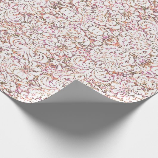 Niedlich rosa, Vintage Blumenmotive Geschenkpapier (Ecke)