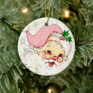 Niedlich rosa Vintager Weihnachtsmarkt Keramik Ornament