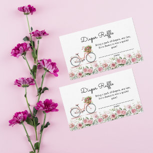 Niedlich rosa Vintages Fahrrad Girl Diaper Raffle Begleitkarte