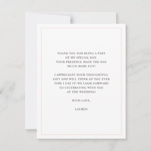 Niedlich rosa Waffelbrocken Brautparty flach Dankeskarte (Rückseite)