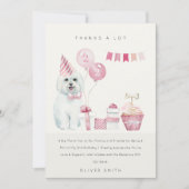 Niedlich rosa Wasserfarbe Hund jedes Alter Geburts Dankeskarte (Vorderseite)