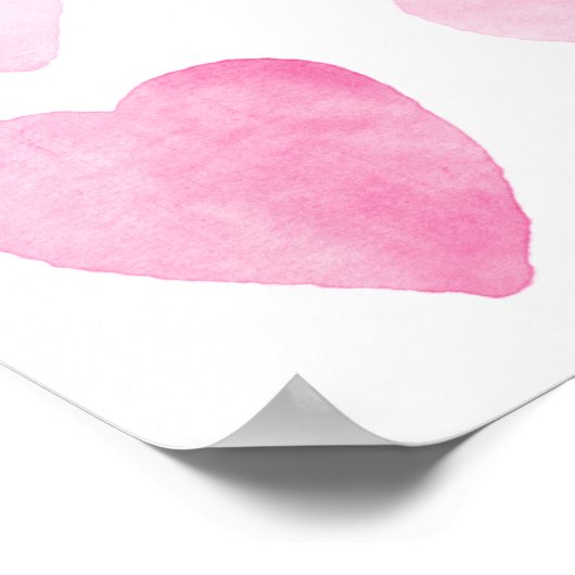 Niedlich rosa Wasserfarbenherzen Poster (Ecke)