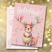 Niedlich rosa Wasserfarbenreiniger und Weihnachtsl Postkarte